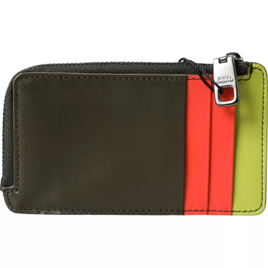 Dolce & Gabbana Multicolor Calfskin Leather Logo Card Holder Women Wallet - Beyzy Store - Dolce & Gabbana