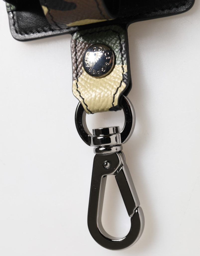 Dolce & Gabbana Multicolor Camouflage Leather Metal Accessory Airpods Case - Beyzy Store - Dolce & Gabbana