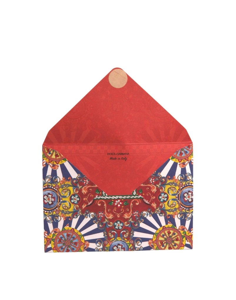 Dolce & Gabbana Multicolor Carretto Siciliano Envelope Post Card Holder - Beyzy Store - Dolce & Gabbana