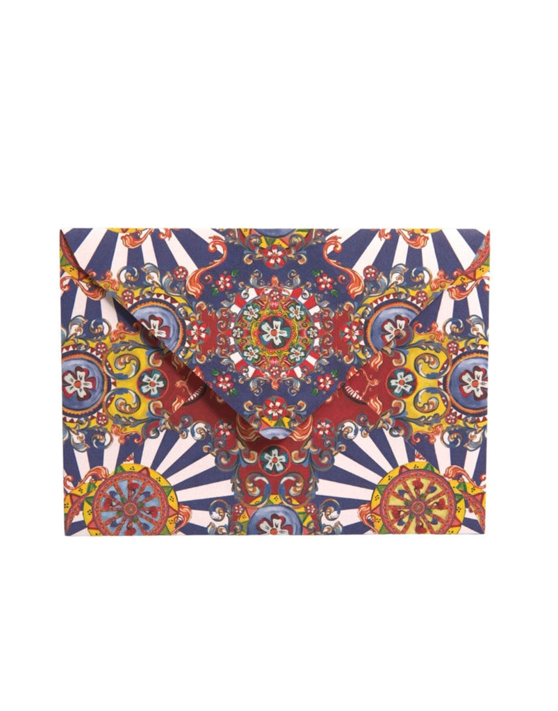 Dolce & Gabbana Multicolor Carretto Siciliano Envelope Post Card Holder - Beyzy Store - Dolce & Gabbana