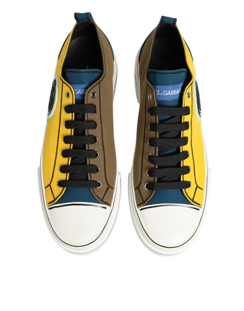 Dolce & Gabbana Multicolor Cotton Logo Low Top Sneakers Shoes - Beyzy Store - Dolce & Gabbana