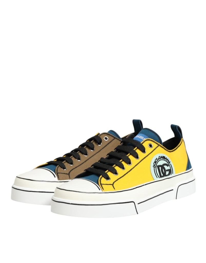 Dolce & Gabbana Multicolor Cotton Logo Low Top Sneakers Shoes - Beyzy Store - Dolce & Gabbana