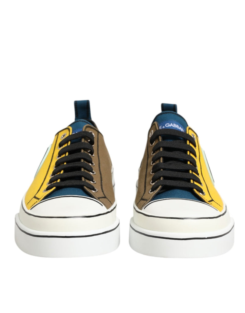Dolce & Gabbana Multicolor Cotton Logo Low Top Sneakers Shoes - Beyzy Store - Dolce & Gabbana
