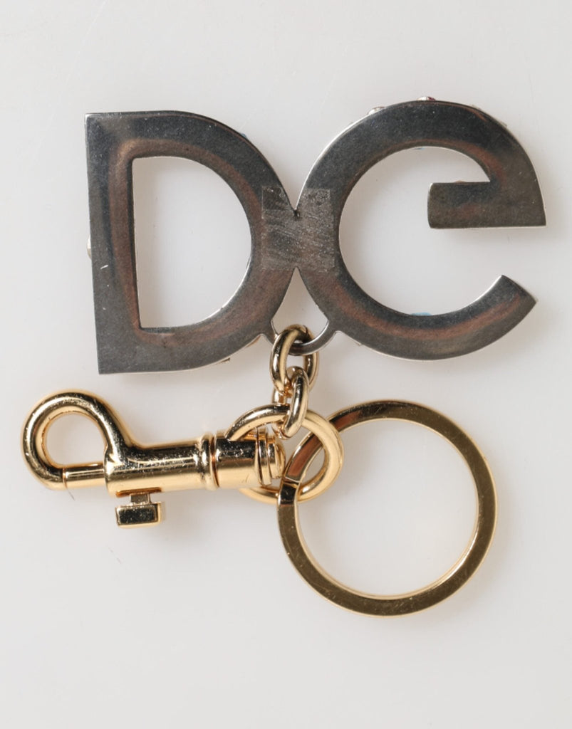 Dolce & Gabbana Multicolor Crystal DG Logo Gold Keychain Charm Keyring - Beyzy Store - Dolce & Gabbana