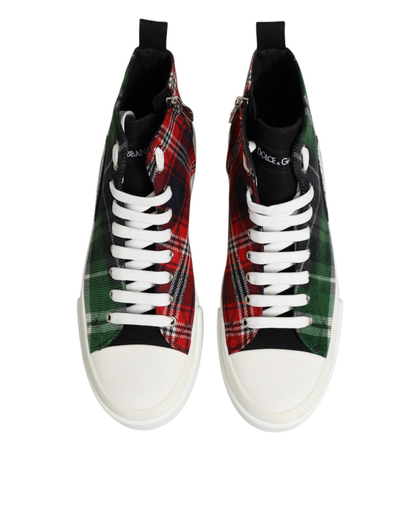 Dolce & Gabbana Multicolor DG Logo Men High Top Sneakers Shoes - Beyzy Store - Dolce & Gabbana