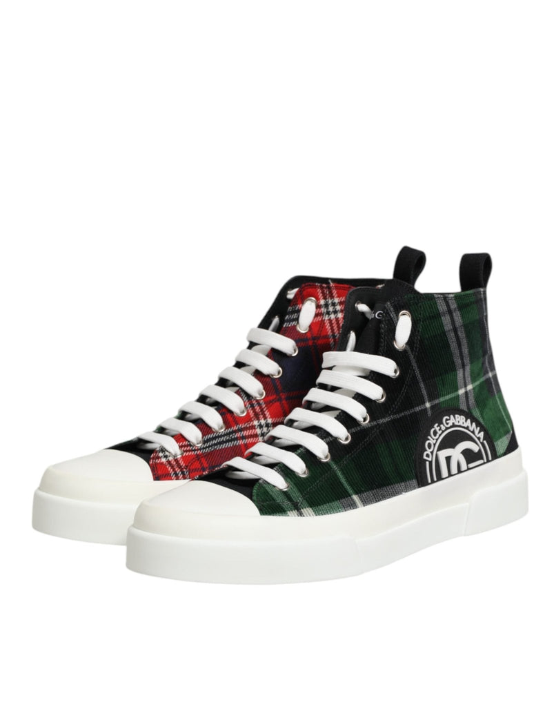 Dolce & Gabbana Multicolor DG Logo Men High Top Sneakers Shoes - Beyzy Store - Dolce & Gabbana