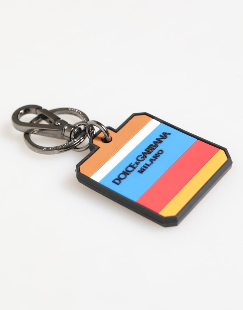 Dolce & Gabbana Multicolor DG Rubber Logo Silver Men's Keychain Keyring - Beyzy Store - Dolce & Gabbana