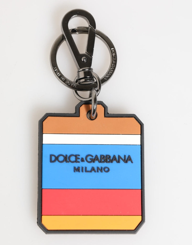 Dolce & Gabbana Multicolor DG Rubber Logo Silver Men's Keychain Keyring - Beyzy Store - Dolce & Gabbana