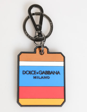 Dolce & Gabbana Multicolor DG Rubber Logo Silver Men's Keychain Keyring - Beyzy Store - Dolce & Gabbana