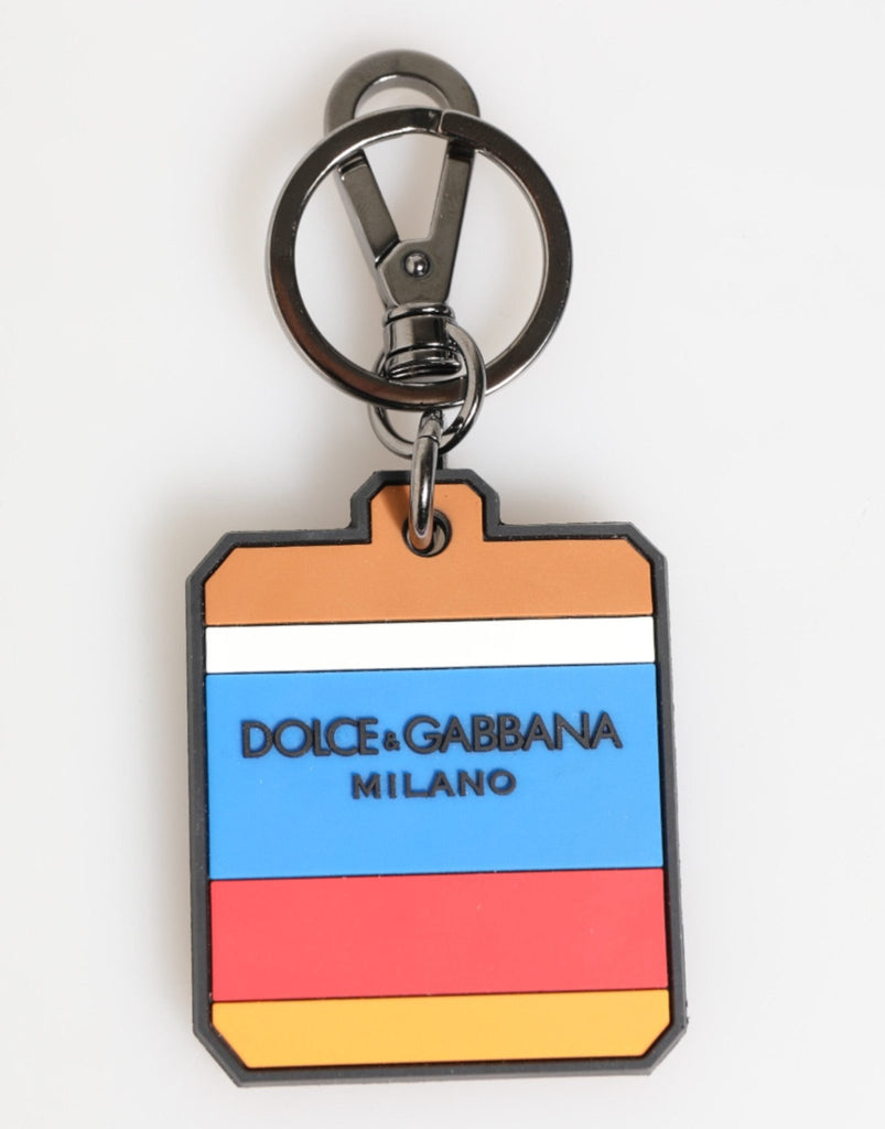 Dolce & Gabbana Multicolor DG Rubber Logo Silver Men's Keychain Keyring - Beyzy Store - Dolce & Gabbana