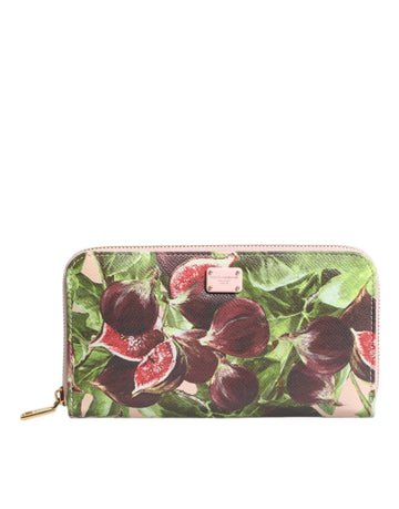 Dolce & Gabbana Multicolor Fig Fruit Dauphine Leather Zip Around Continental Wallet - Beyzy Store - Dolce & Gabbana