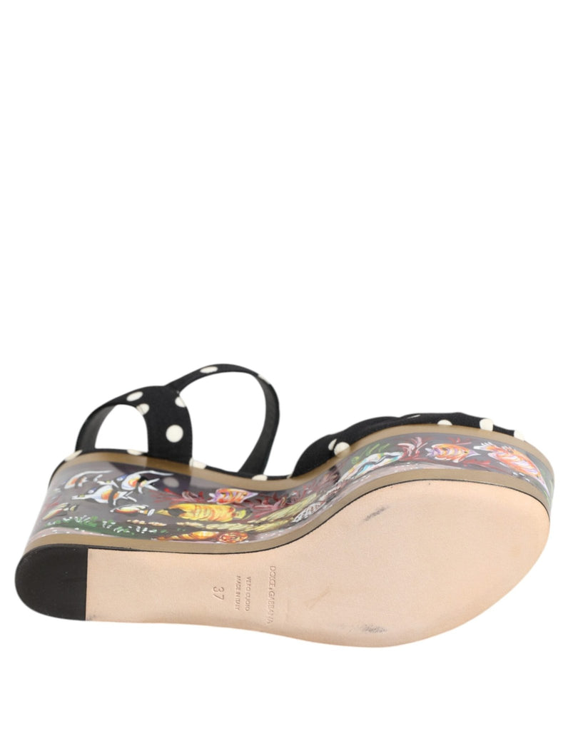 Dolce & Gabbana Multicolor Fish Polka Dot Wedge Sandals Shoes - Beyzy Store - Dolce & Gabbana