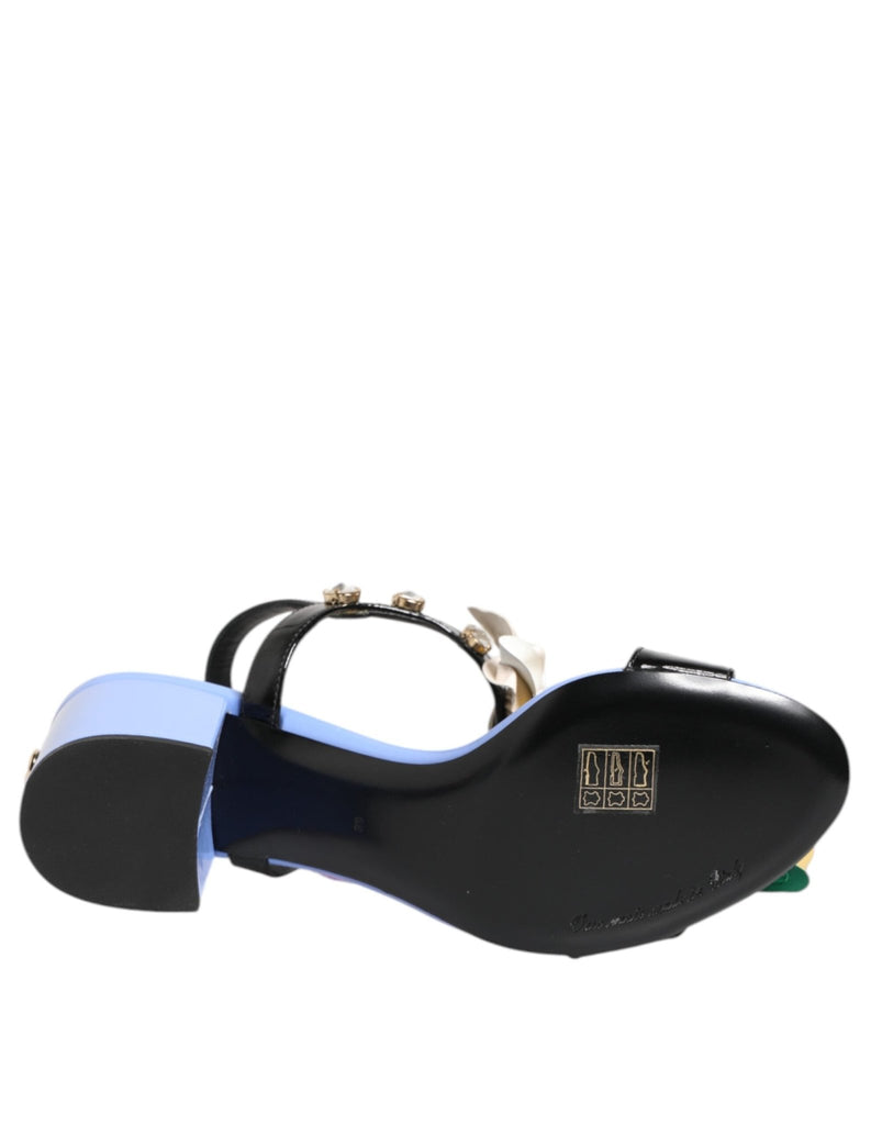 Dolce & Gabbana Multicolor Floral Appliqué Crystal Sandal Shoes - Beyzy Store - Dolce & Gabbana