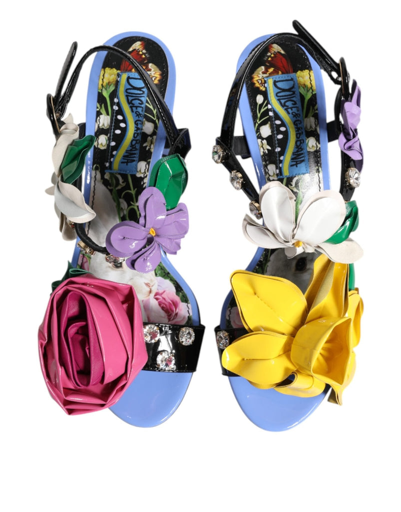 Dolce & Gabbana Multicolor Floral Crystal KEIRA Sandals Shoes - Beyzy Store - Dolce & Gabbana