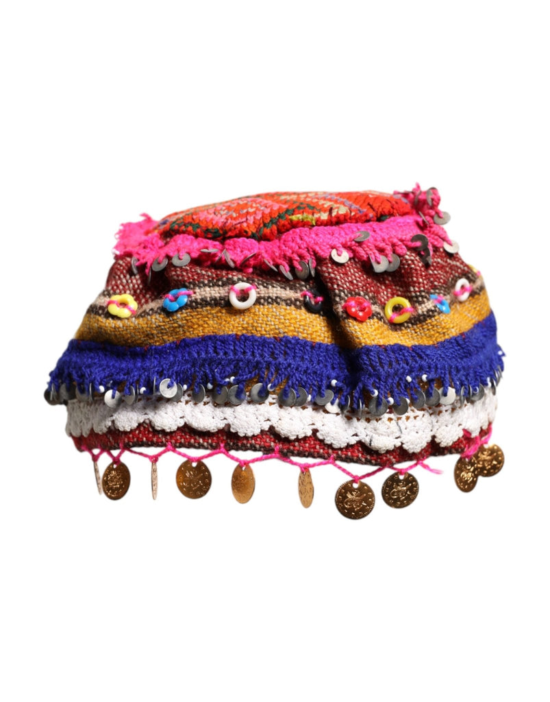 Dolce & Gabbana Multicolor Floral Sequin Knitted Embellished Hat - Beyzy Store - Dolce & Gabbana