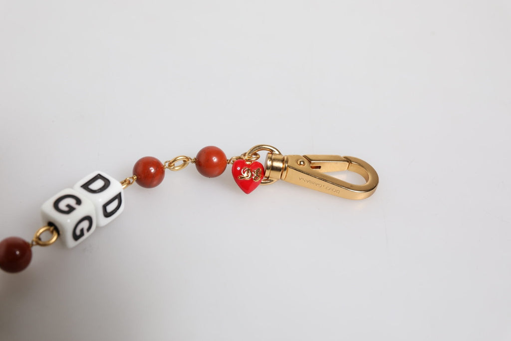 Dolce & Gabbana Multicolor Gold Tone Brass Chain DG Logo Dice Bracelet - Beyzy Store - Dolce & Gabbana