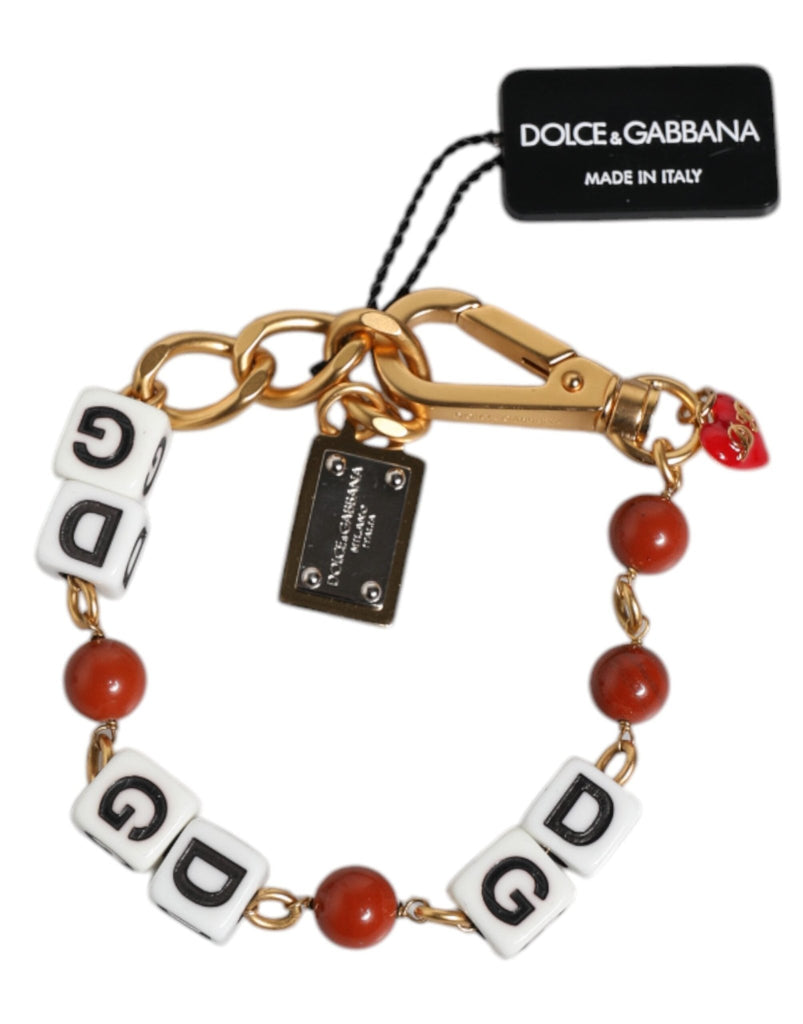 Dolce & Gabbana Multicolor Gold Tone Brass Chain DG Logo Dice Bracelet - Beyzy Store - Dolce & Gabbana