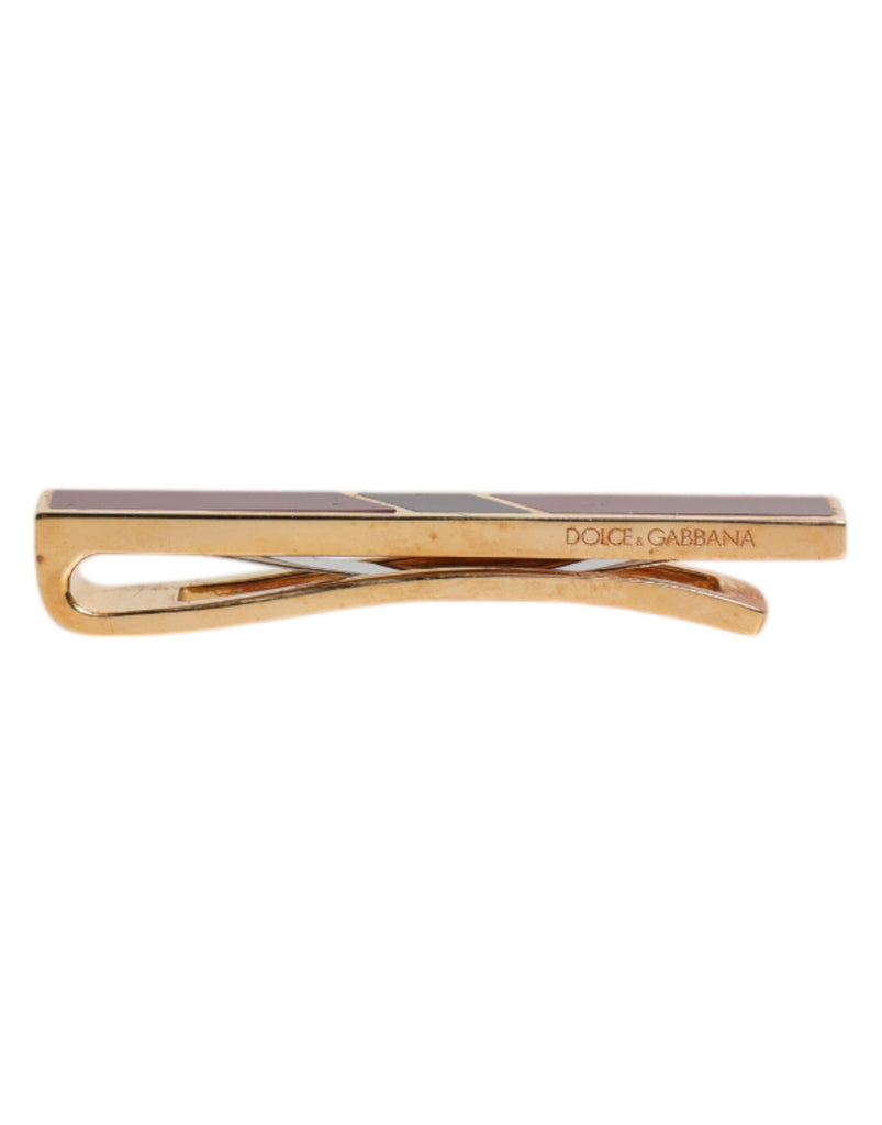 Dolce & Gabbana Multicolor Gold Tone Brass Tie Clip Bar - Beyzy Store - Dolce & Gabbana