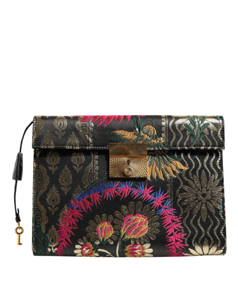 Dolce & Gabbana Multicolor Jacquard Floral Document Briefcase Bag - Beyzy Store - Dolce & Gabbana