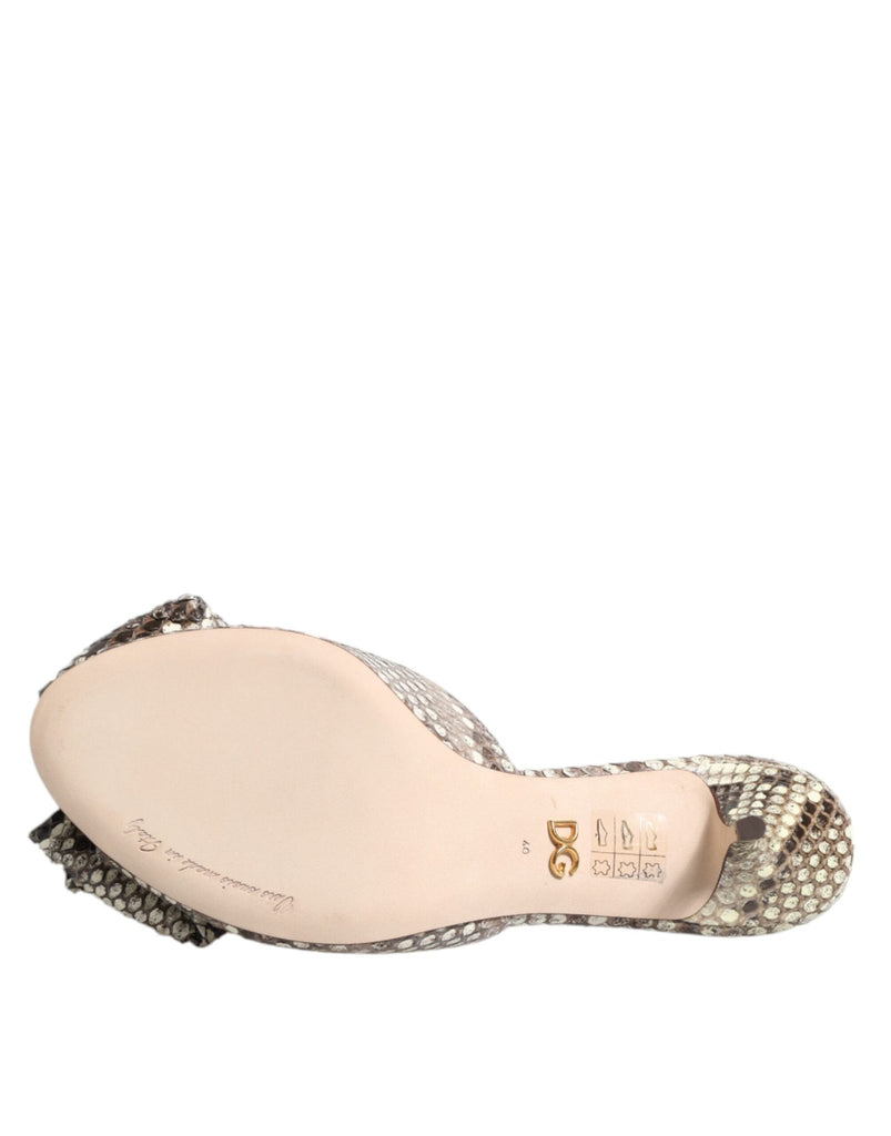 Dolce & Gabbana Multicolor Keira Bow Leather Peep Toe Mules Shoes - Beyzy Store - Dolce & Gabbana