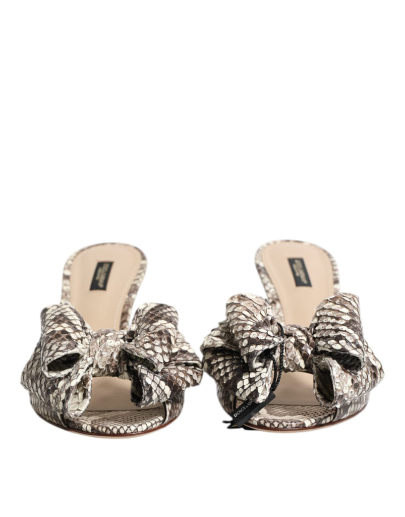 Dolce & Gabbana Multicolor Keira Bow Leather Peep Toe Mules Shoes - Beyzy Store - Dolce & Gabbana