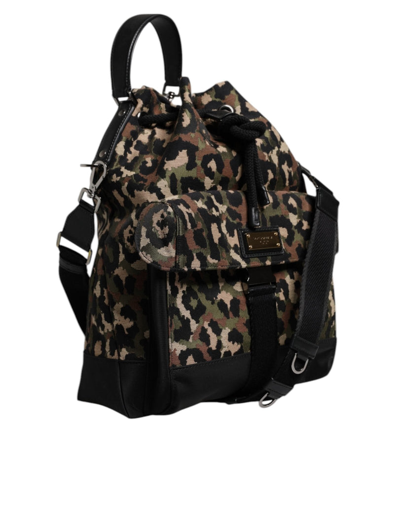 Dolce & Gabbana Multicolor Leopard Cotton Shoulder Bucket Bag - Beyzy Store - Dolce & Gabbana