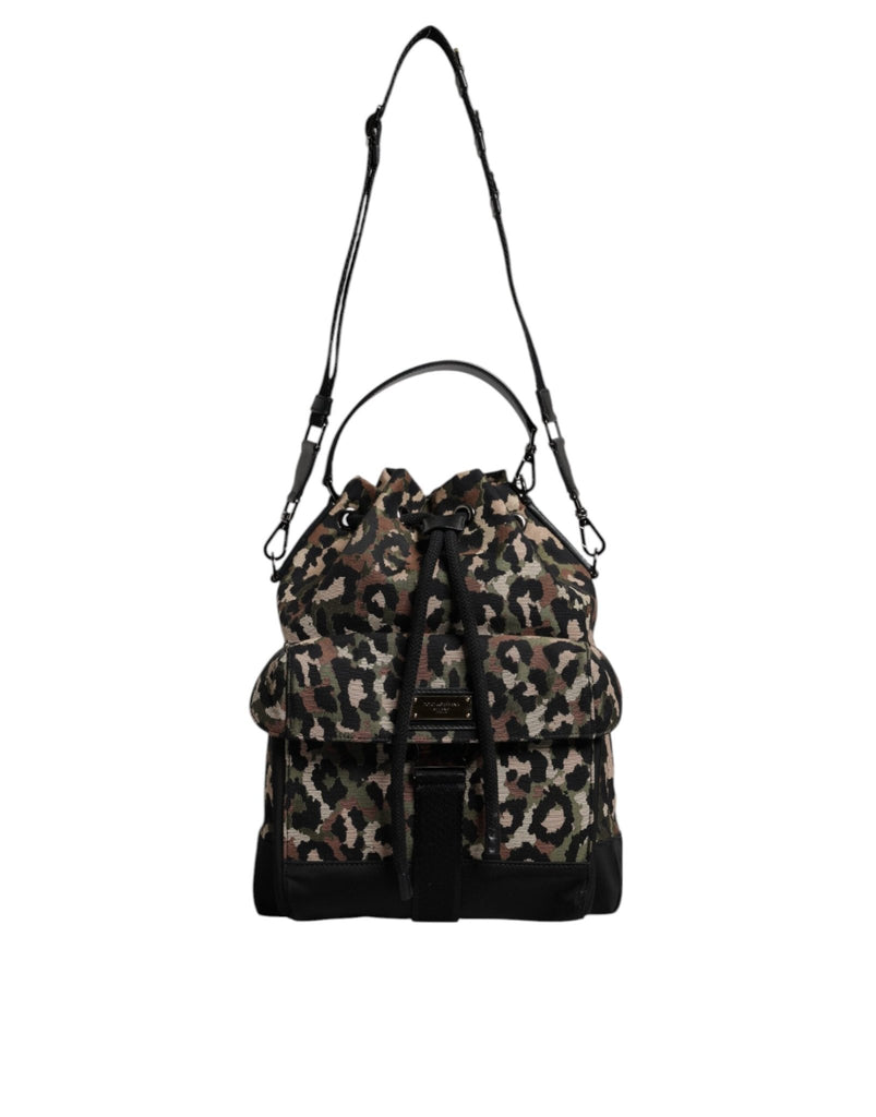 Dolce & Gabbana Multicolor Leopard Cotton Shoulder Bucket Bag - Beyzy Store - Dolce & Gabbana