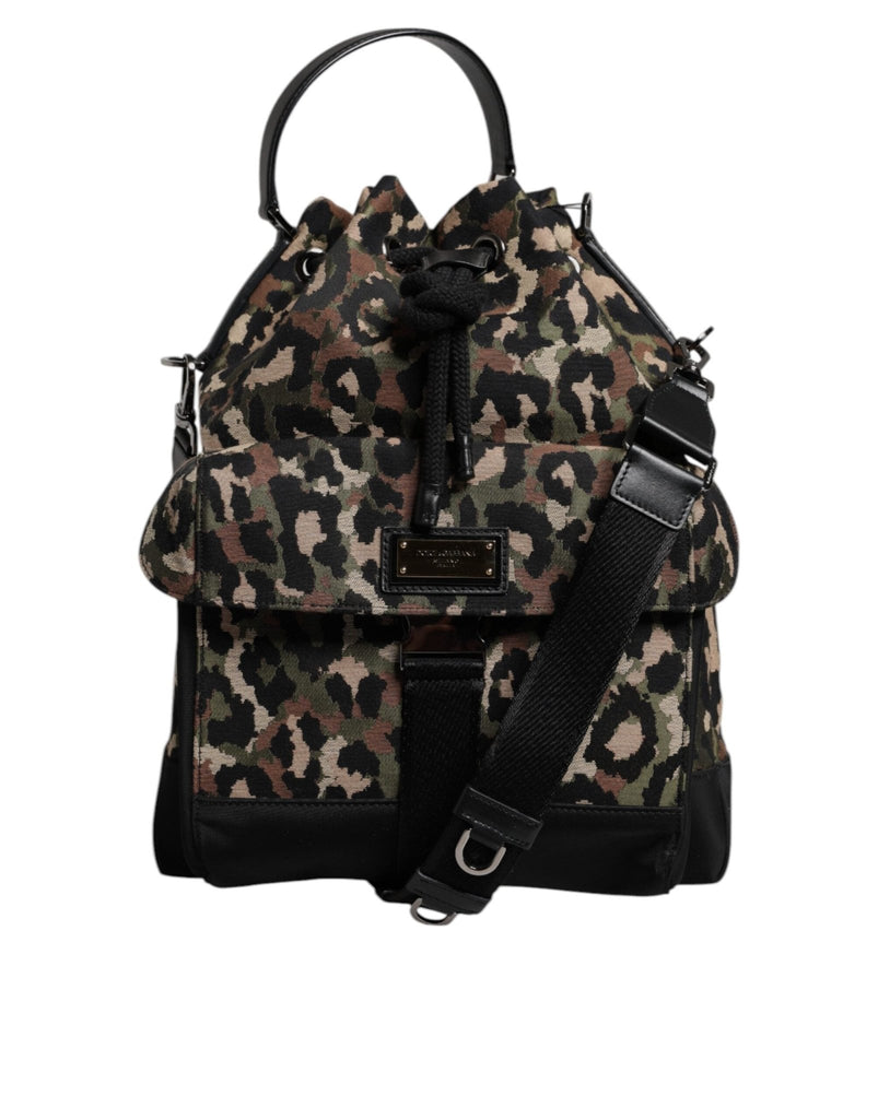 Dolce & Gabbana Multicolor Leopard Cotton Shoulder Bucket Bag - Beyzy Store - Dolce & Gabbana