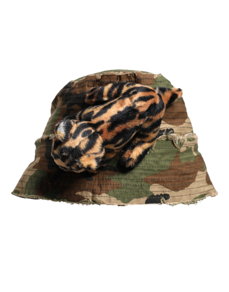 Dolce & Gabbana Multicolor Leopard Embellish Wide Brim Bucket Hat - Beyzy Store - Dolce & Gabbana