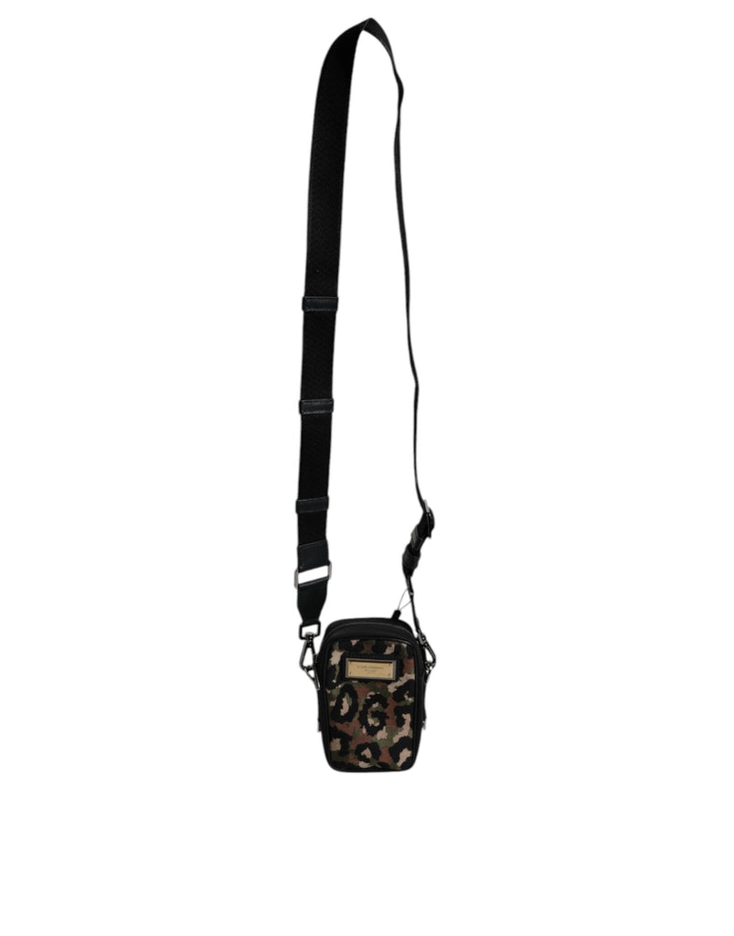 Dolce & Gabbana Multicolor Leopard Jacquard Logo Plaque Neck Strap Bag - Beyzy Store - Dolce & Gabbana