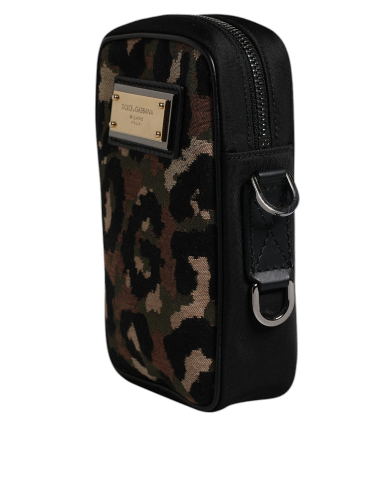 Dolce & Gabbana Multicolor Leopard Jacquard Logo Plaque Neck Strap Bag - Beyzy Store - Dolce & Gabbana