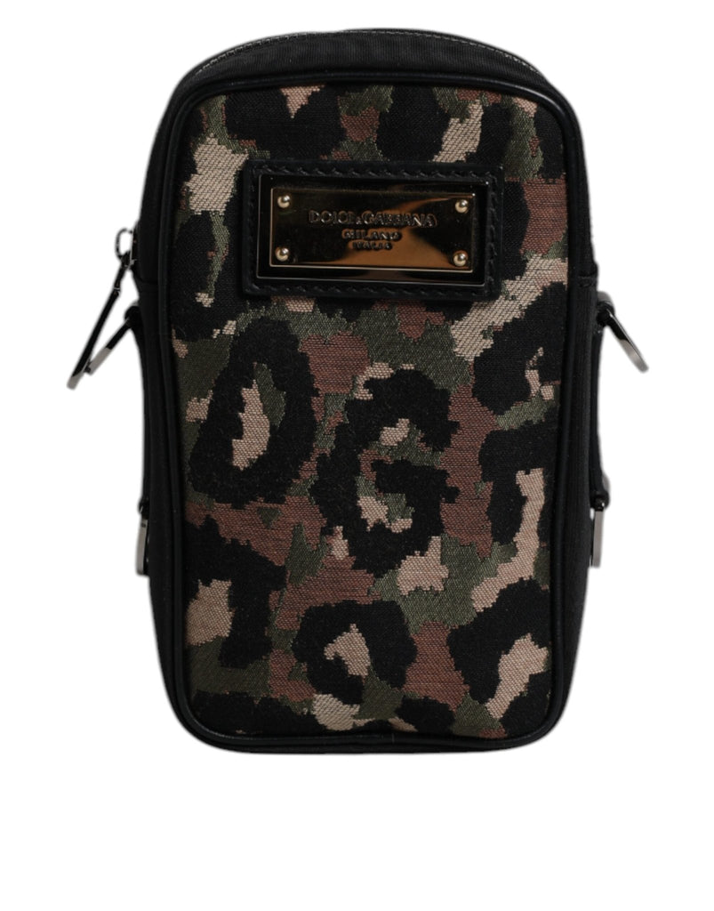 Dolce & Gabbana Multicolor Leopard Jacquard Logo Plaque Neck Strap Bag - Beyzy Store - Dolce & Gabbana