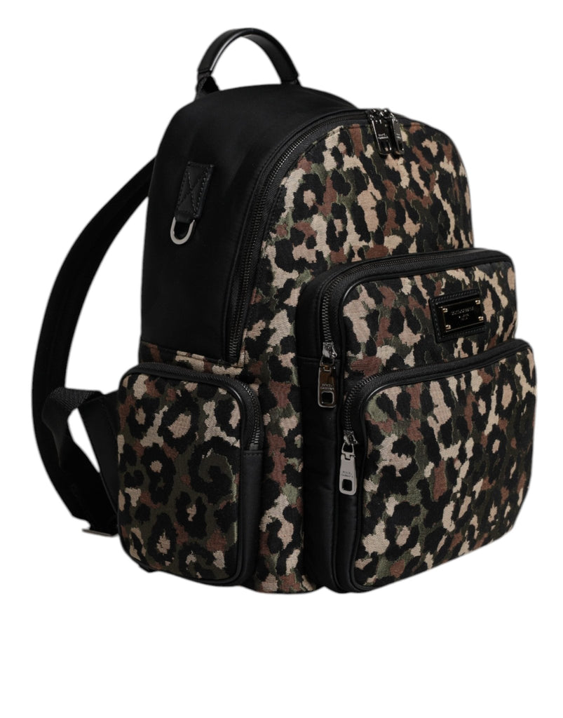 Dolce & Gabbana Multicolor Leopard Print DG Logo Plaque Men Backpack Bag - Beyzy Store - Dolce & Gabbana
