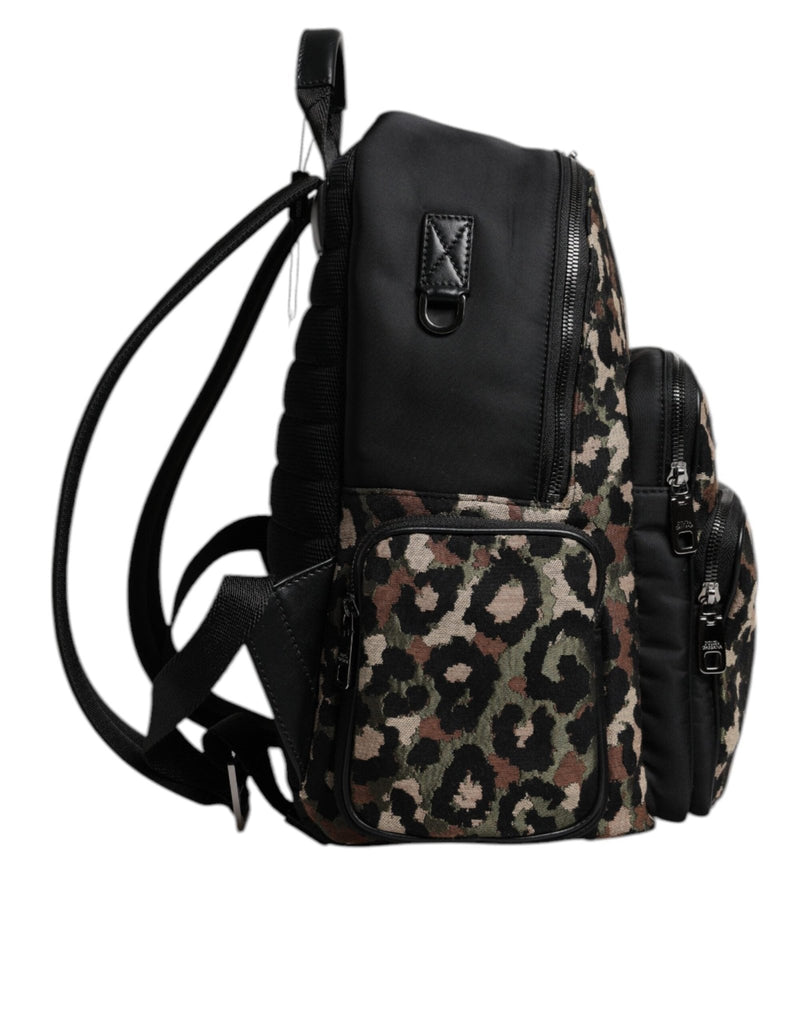 Dolce & Gabbana Multicolor Leopard Print DG Logo Plaque Men Backpack Bag - Beyzy Store - Dolce & Gabbana