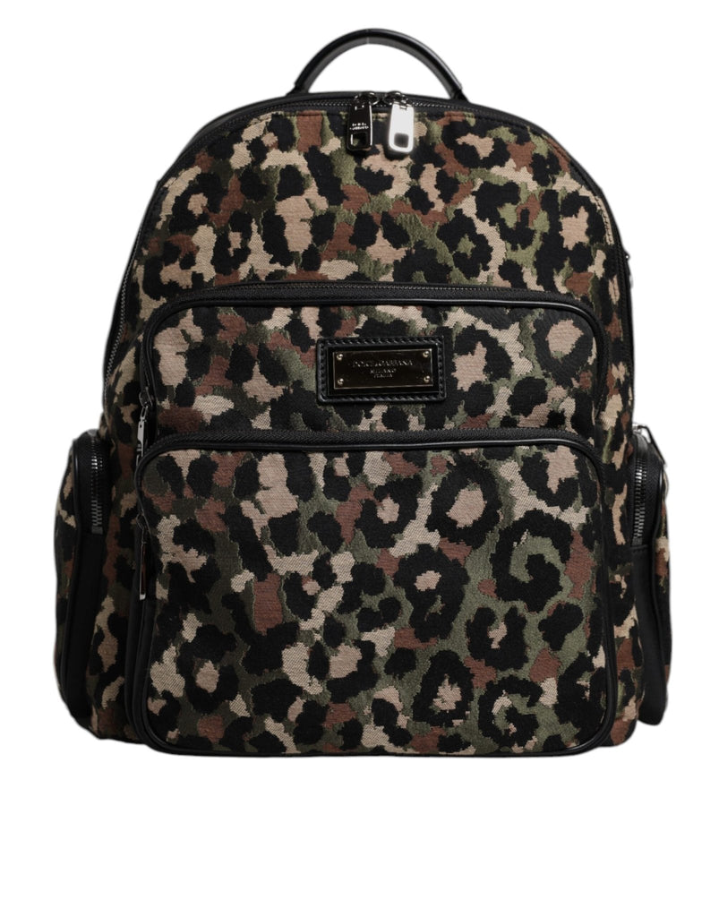 Dolce & Gabbana Multicolor Leopard Print DG Logo Plaque Men Backpack Bag - Beyzy Store - Dolce & Gabbana