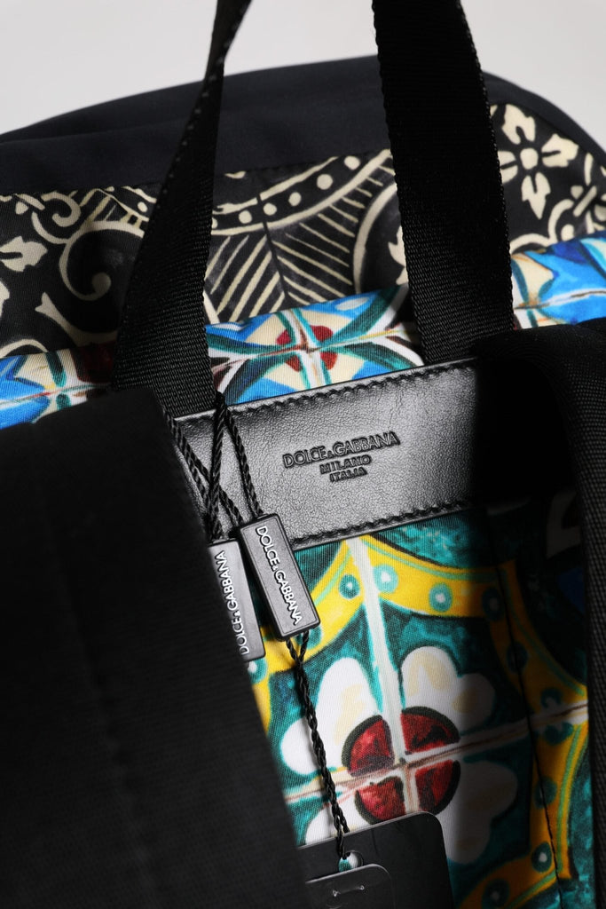 Dolce & Gabbana Multicolor Maiolica Print Nylon Backpack Bag - Beyzy Store - Dolce & Gabbana