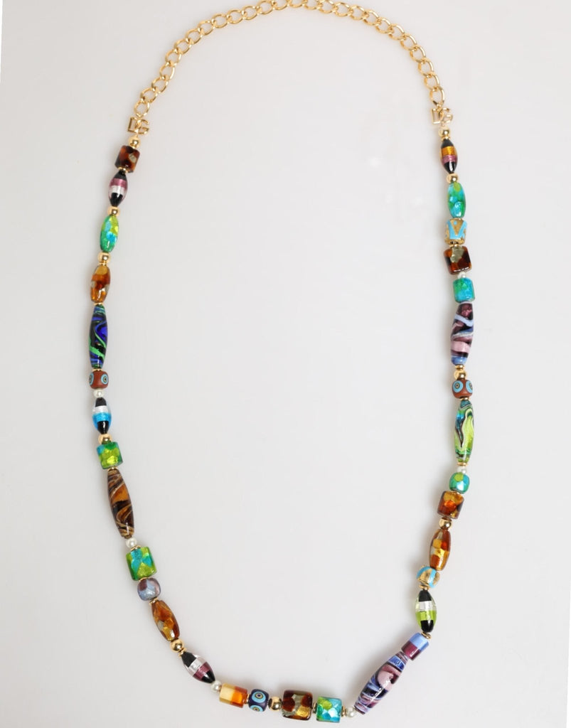 Dolce & Gabbana Multicolor Murano Glass Beads Brass Women Jewelry Necklace - Beyzy Store - Dolce & Gabbana