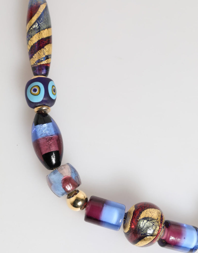 Dolce & Gabbana Multicolor Murano Glass Beads Gold Brass Chain Jewelry Necklace - Beyzy Store - Dolce & Gabbana