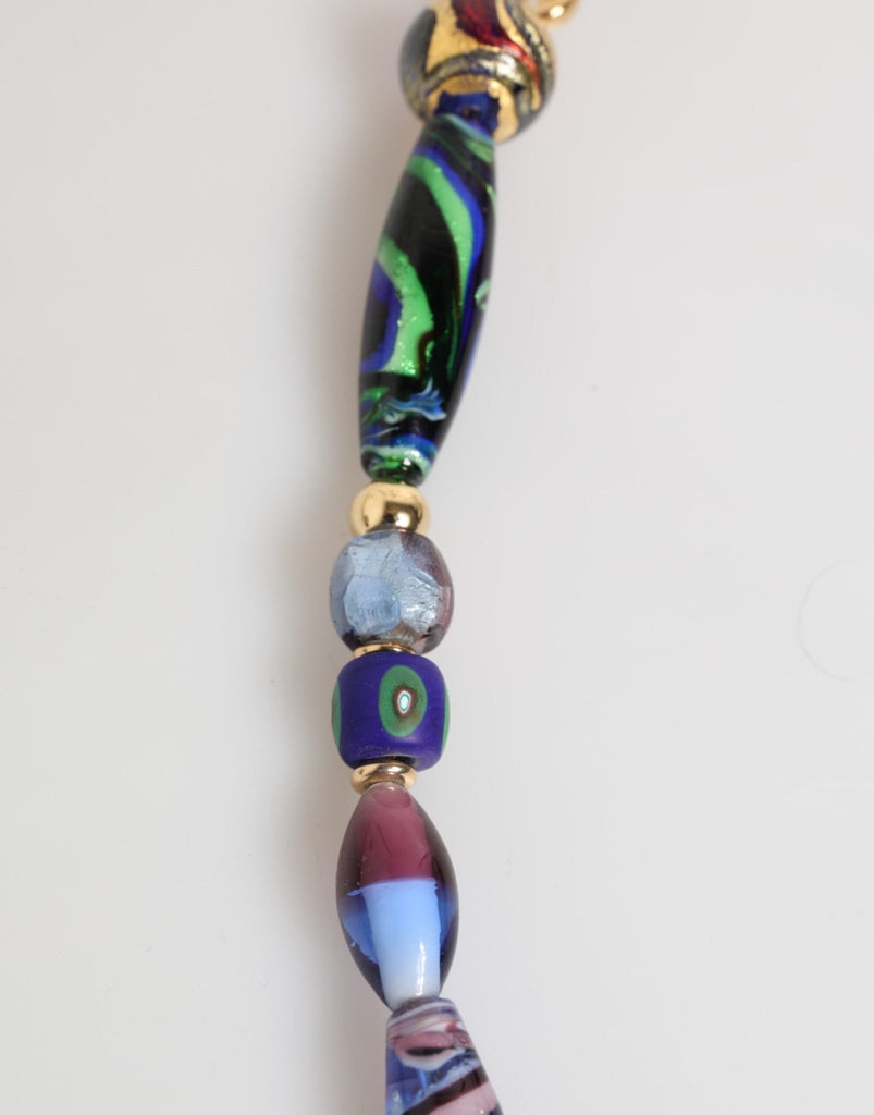 Dolce & Gabbana Multicolor Murano Glass Beads Gold Brass Chain Jewelry Necklace - Beyzy Store - Dolce & Gabbana