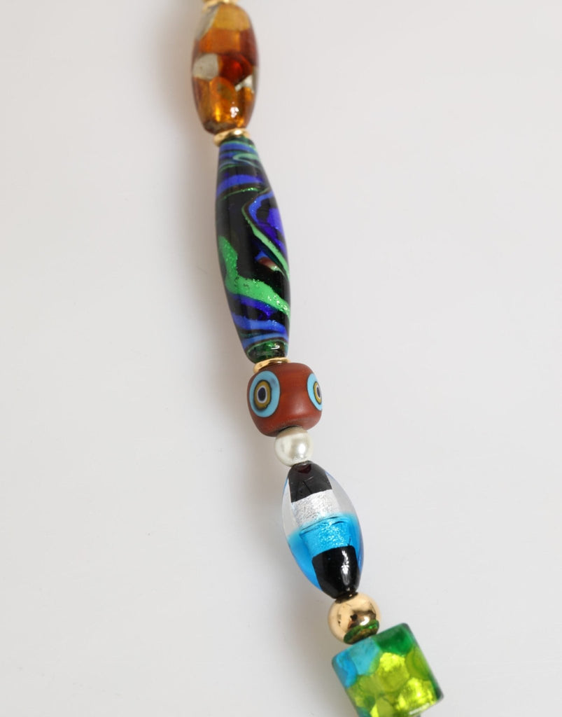 Dolce & Gabbana Multicolor Murano Glass Beads Gold Chain Jewelry Necklace - Beyzy Store - Dolce & Gabbana
