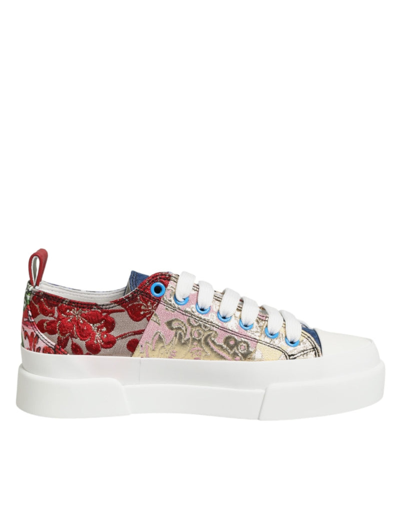 Dolce & Gabbana Multicolor Patchwork Low Top Sneakers Shoes - Beyzy Store - Dolce & Gabbana