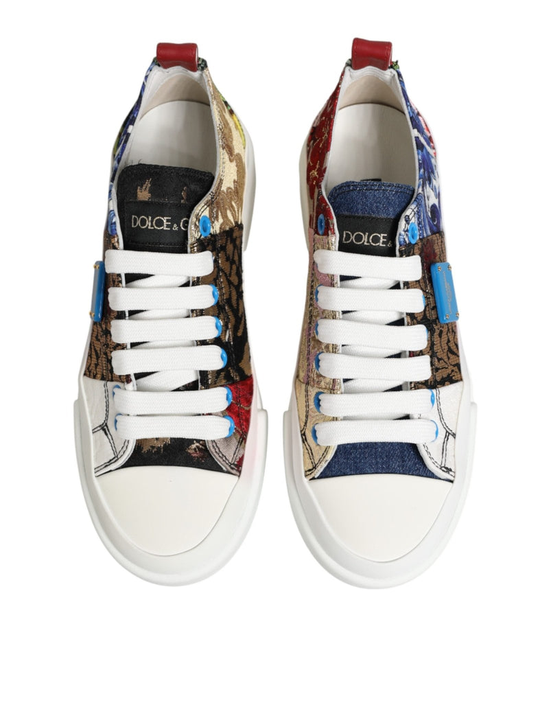 Dolce & Gabbana Multicolor Patchwork Low Top Sneakers Shoes - Beyzy Store - Dolce & Gabbana