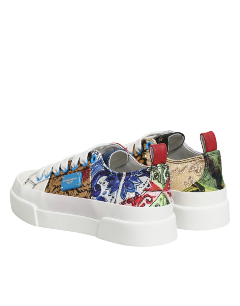 Dolce & Gabbana Multicolor Patchwork Low Top Sneakers Shoes - Beyzy Store - Dolce & Gabbana