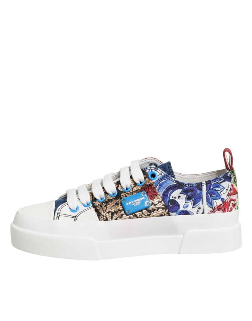 Dolce & Gabbana Multicolor Patchwork Low Top Sneakers Shoes - Beyzy Store - Dolce & Gabbana