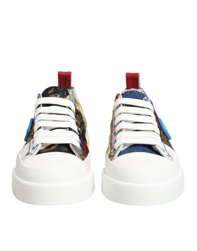 Dolce & Gabbana Multicolor Patchwork Low Top Sneakers Shoes - Beyzy Store - Dolce & Gabbana