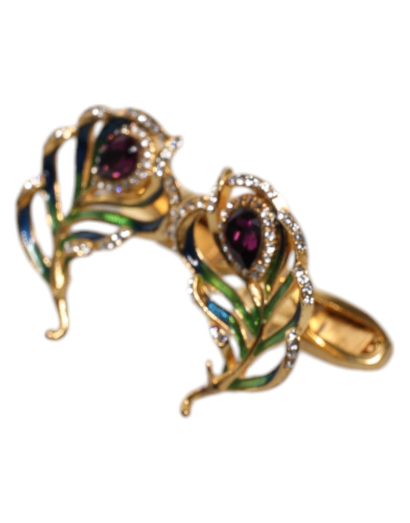 Dolce & Gabbana Multicolor Peacock Feathers 925 Sterling Silver Cufflink - Beyzy Store - Dolce & Gabbana