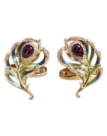 Dolce & Gabbana Multicolor Peacock Feathers 925 Sterling Silver Cufflink - Beyzy Store - Dolce & Gabbana