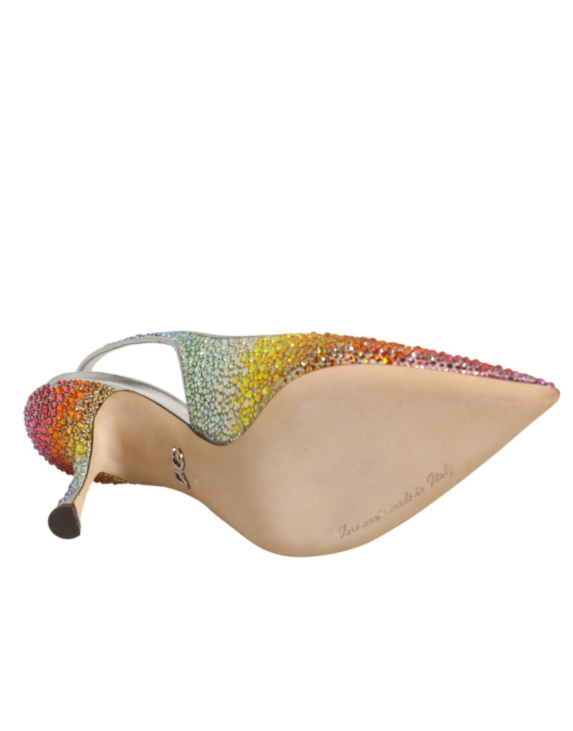 Dolce & Gabbana Multicolor Sequin Slingback Pumps Shoes - Beyzy Store - Dolce & Gabbana