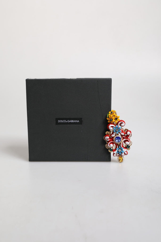 Dolce & Gabbana Multicolor Spring CARRETTO Gold Brass Crystal Hair Clip - Beyzy Store - Dolce & Gabbana