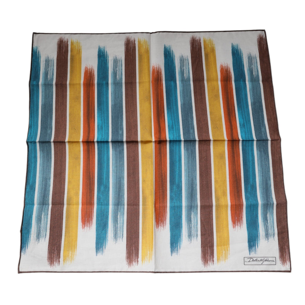 Dolce & Gabbana Multicolor Stripes Cotton Square Foulard Scarf - Beyzy Store - Dolce & Gabbana